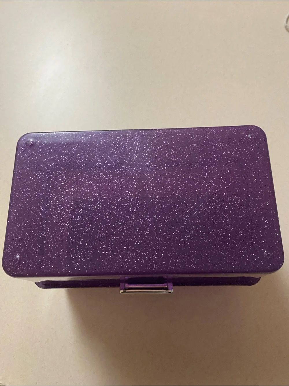 Purple Glitter Portable Storage Box with Handle